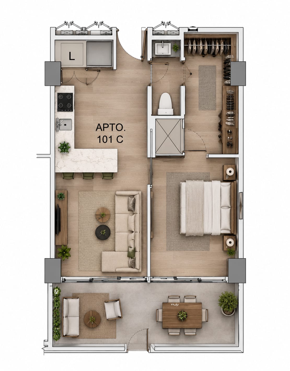 Apartamento de 1 dormitorio + balcón grande Shift Cayalá — foto 14 de 14